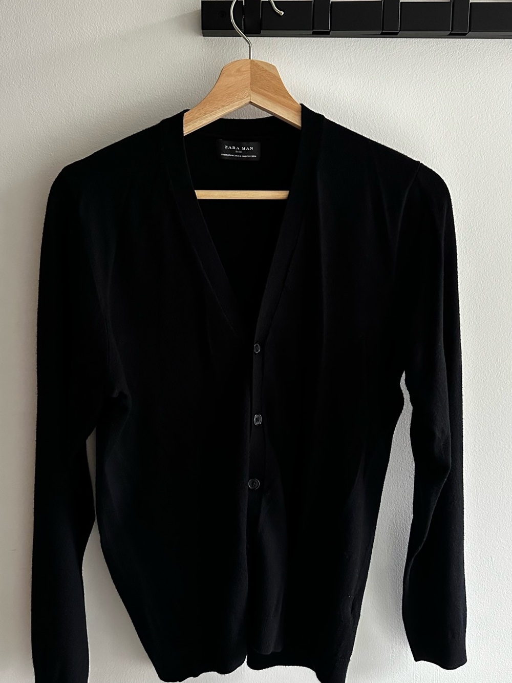 Zara Black V-Neck Button-Front Cardigan